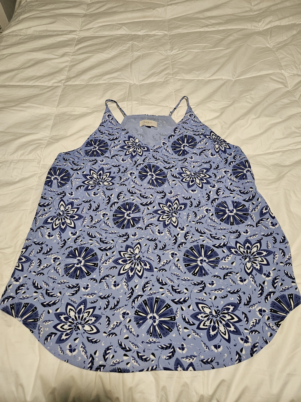 LOFT Blue Floral Print Spaghetti Strap Cami